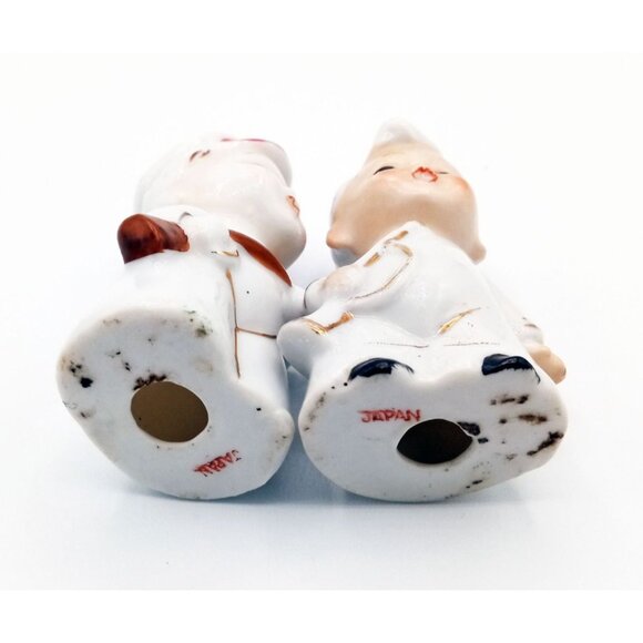 Ceramic Choir Boy Angel Baby Figures Pair Vintage w Instruments 2.75 Inch Japan - Picture 11 of 16